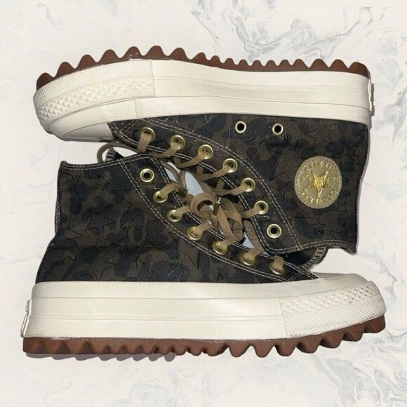 RARE Converse Camo Green Star CTAS Ripple Hi Top Lace Up Women’s Size 5 - Picture 5 of 8